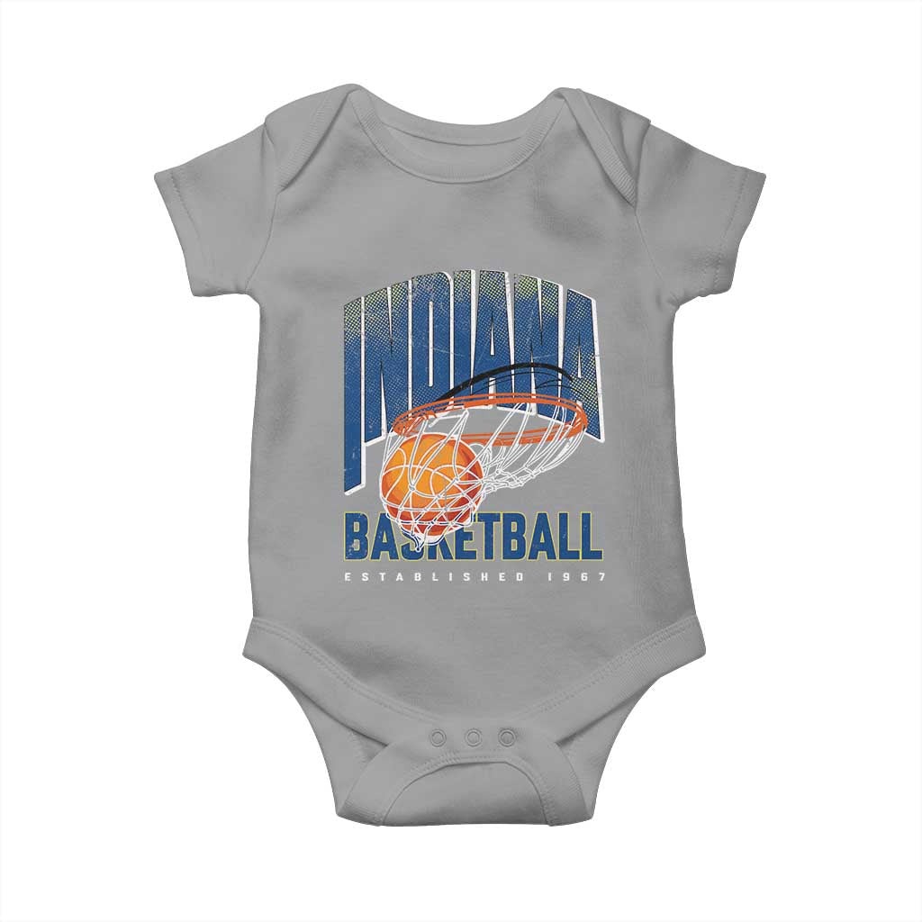Indiana Basketball Throwback Baby Onesie Retro Hoop Graphic for IN Fans Since 1967 TS02 Sport Gray Print Your Wear