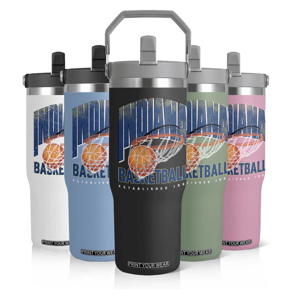 Indiana Basketball Throwback Flip Straw Tumbler Retro Hoop Graphic for IN Fans Since 1967 TS02 Print Your Wear