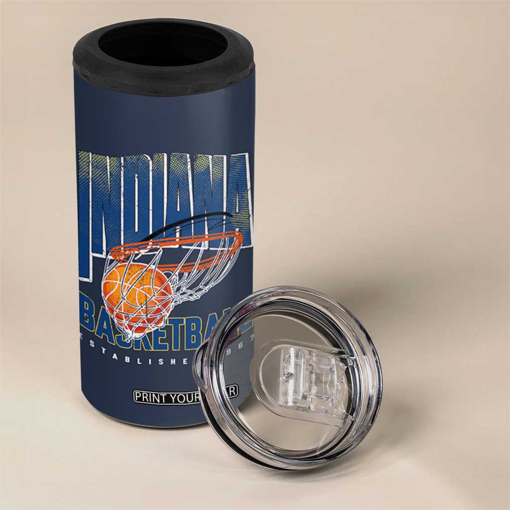 Indiana Basketball Throwback 4 in 1 Can Cooler Tumbler Retro Hoop Graphic for IN Fans Since 1967 TS02 Print Your Wear
