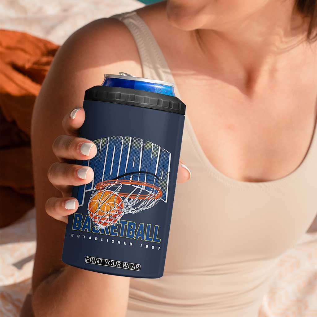 Indiana Basketball Throwback 4 in 1 Can Cooler Tumbler Retro Hoop Graphic for IN Fans Since 1967 TS02 Print Your Wear