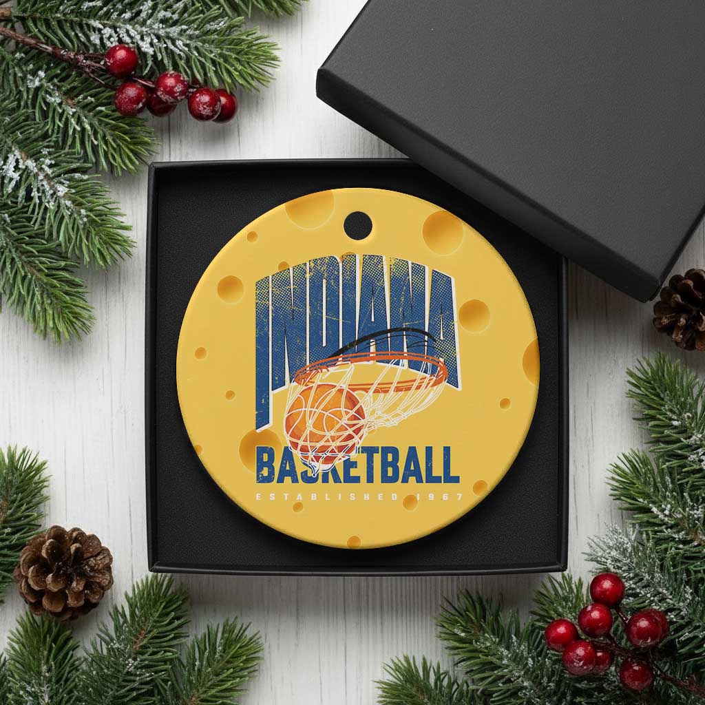 Indiana Basketball Throwback Ceramic Ornament Retro Hoop Graphic for IN Fans Since 1967 TS02 1pc Yellow Cheese Print Your Wear