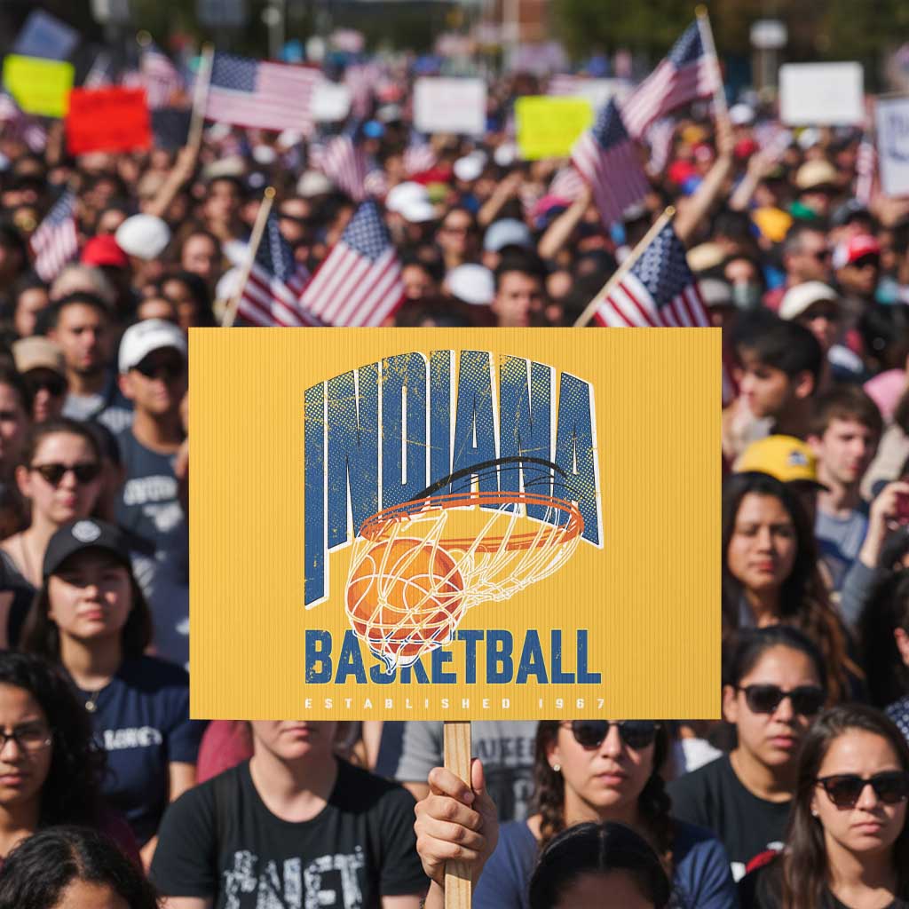 Indiana Basketball Throwback Protest Sign Retro Hoop Graphic for IN Fans Since 1967 TS02 Horizontal 18