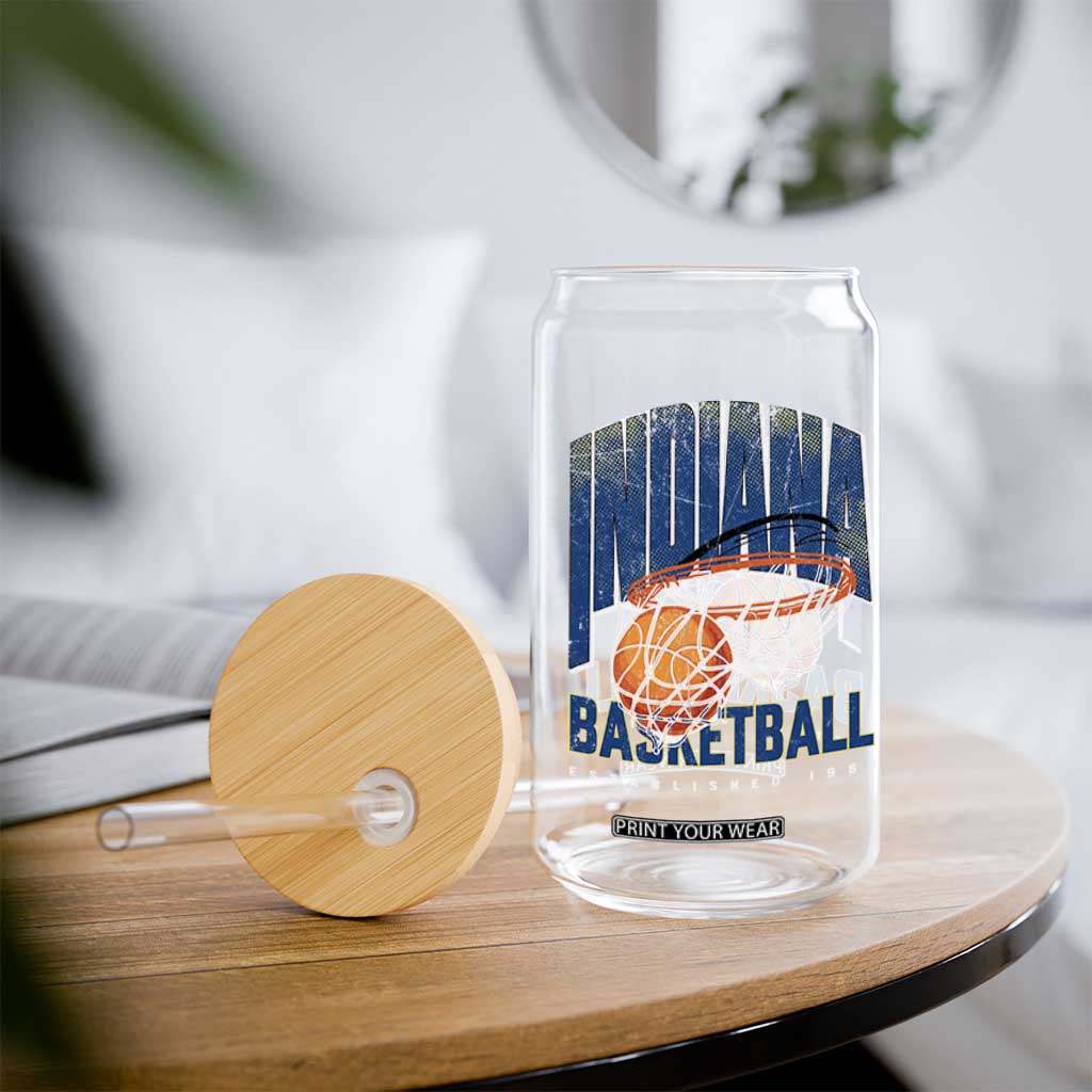 Indiana Basketball Throwback Glass Can Retro Hoop Graphic for IN Fans Since 1967 TS02 Print Your Wear