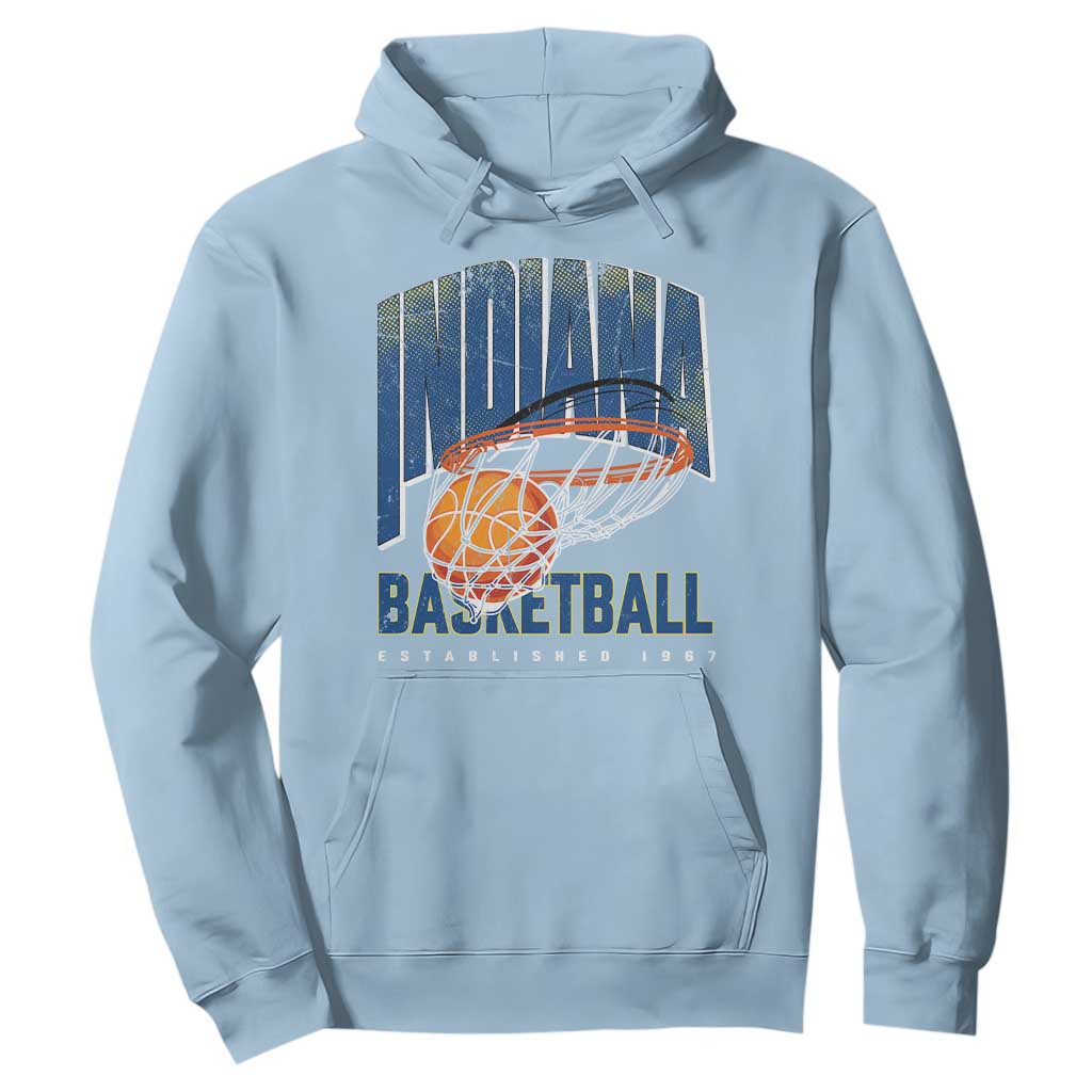 Indiana Basketball Throwback Hoodie Retro Hoop Graphic for IN Fans Since 1967 TS02 Light Blue Print Your Wear