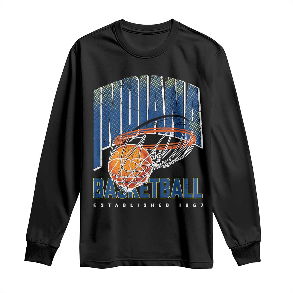Indiana Basketball Throwback Long Sleeve Shirt Retro Hoop Graphic for IN Fans Since 1967 TS02 Black Print Your Wear