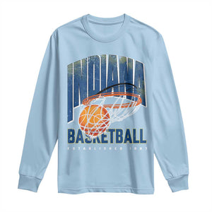 Indiana Basketball Throwback Long Sleeve Shirt Retro Hoop Graphic for IN Fans Since 1967 TS02 Light Blue Print Your Wear