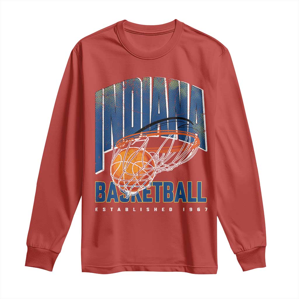 Indiana Basketball Throwback Long Sleeve Shirt Retro Hoop Graphic for IN Fans Since 1967 TS02 Red Print Your Wear