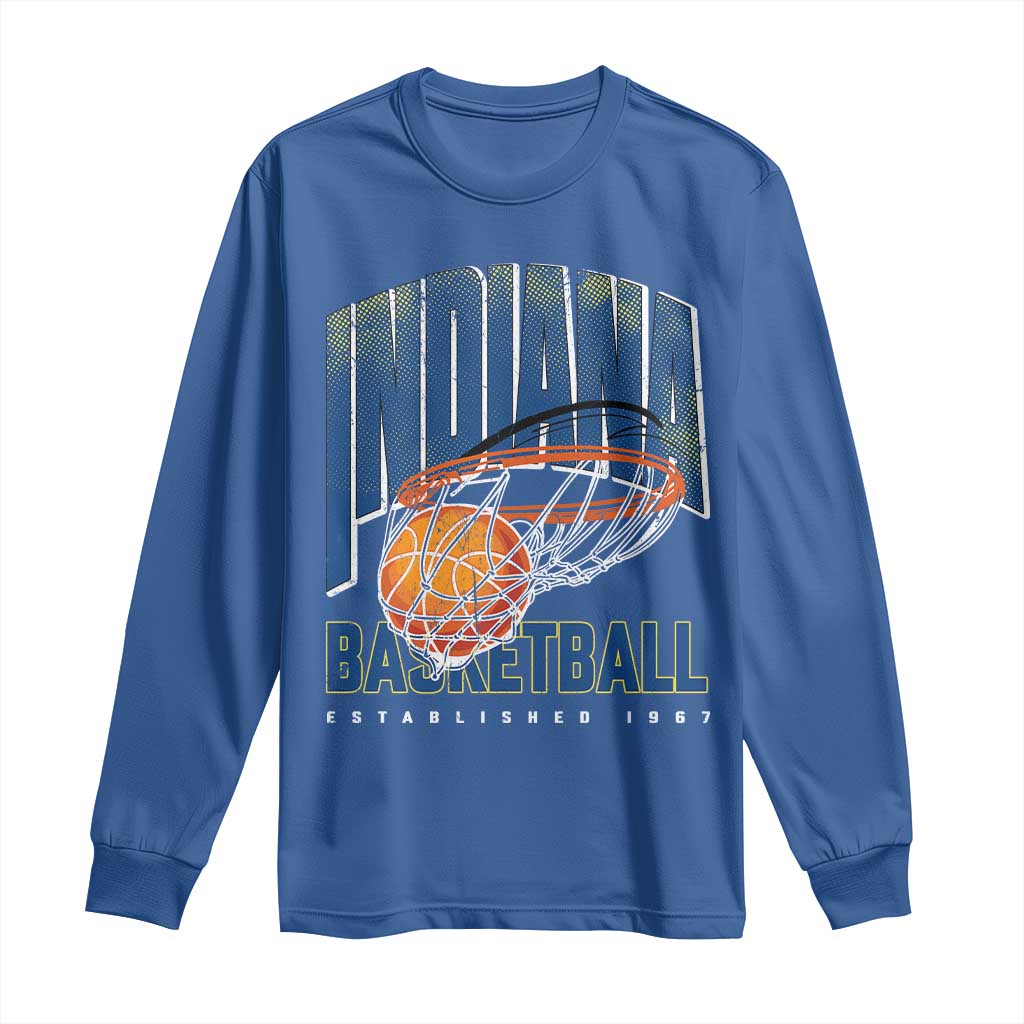 Indiana Basketball Throwback Long Sleeve Shirt Retro Hoop Graphic for IN Fans Since 1967 TS02 Royal Blue Print Your Wear