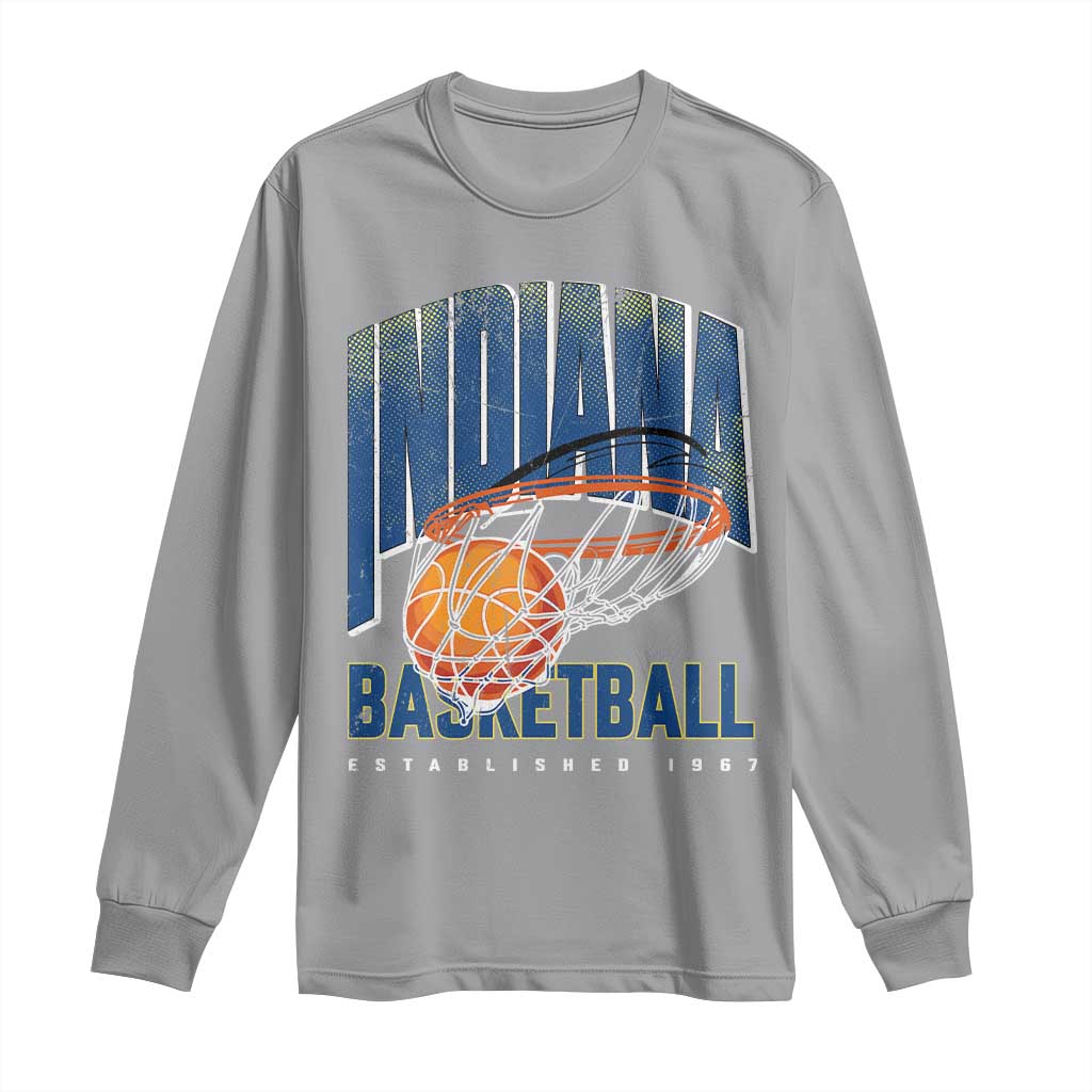Indiana Basketball Throwback Long Sleeve Shirt Retro Hoop Graphic for IN Fans Since 1967 TS02 Sport Gray Print Your Wear