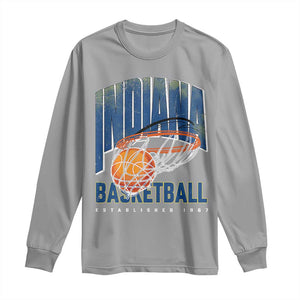 Indiana Basketball Throwback Long Sleeve Shirt Retro Hoop Graphic for IN Fans Since 1967 TS02 Sport Gray Print Your Wear