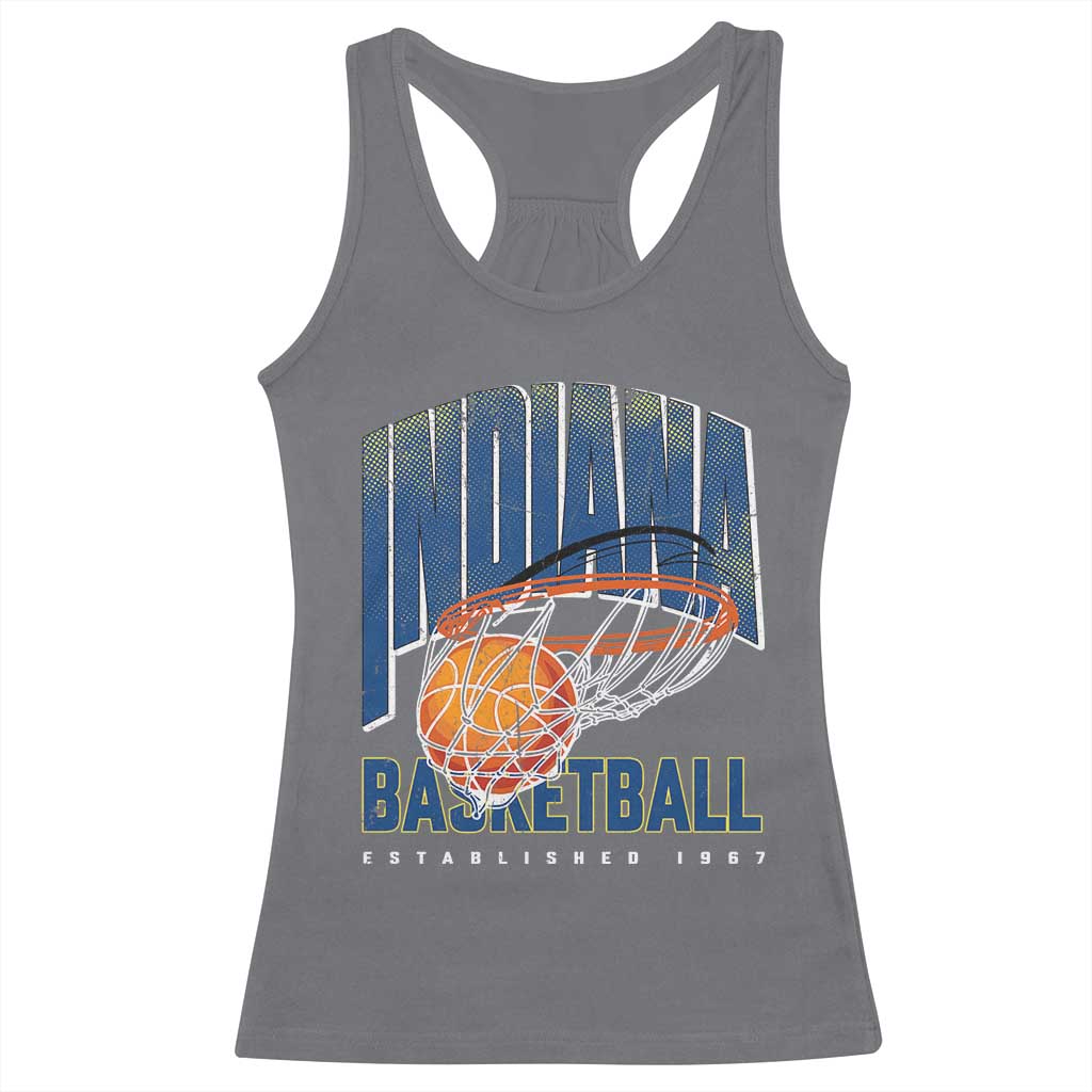 Indiana Basketball Throwback Racerback Tank Top Retro Hoop Graphic for IN Fans Since 1967 TS02 Charcoal Print Your Wear