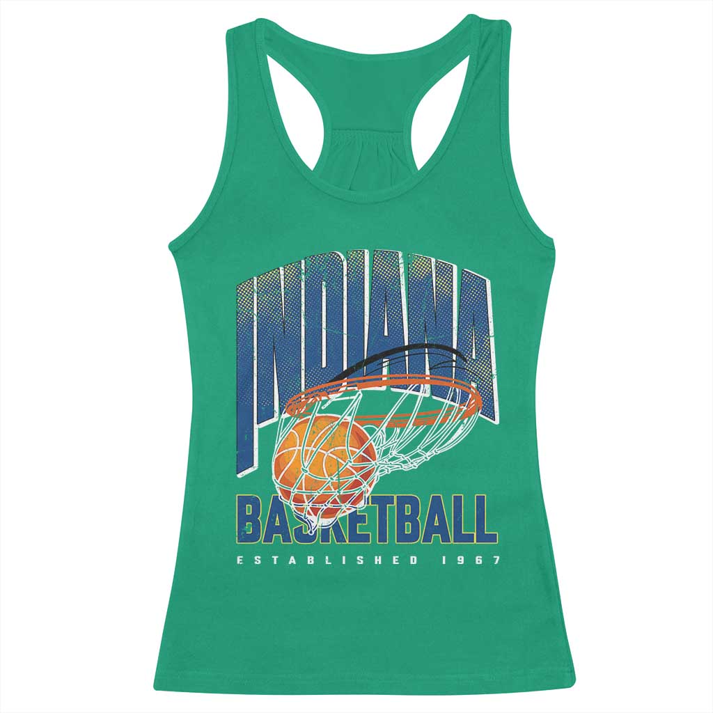 Indiana Basketball Throwback Racerback Tank Top Retro Hoop Graphic for IN Fans Since 1967 TS02 Irish Green Print Your Wear