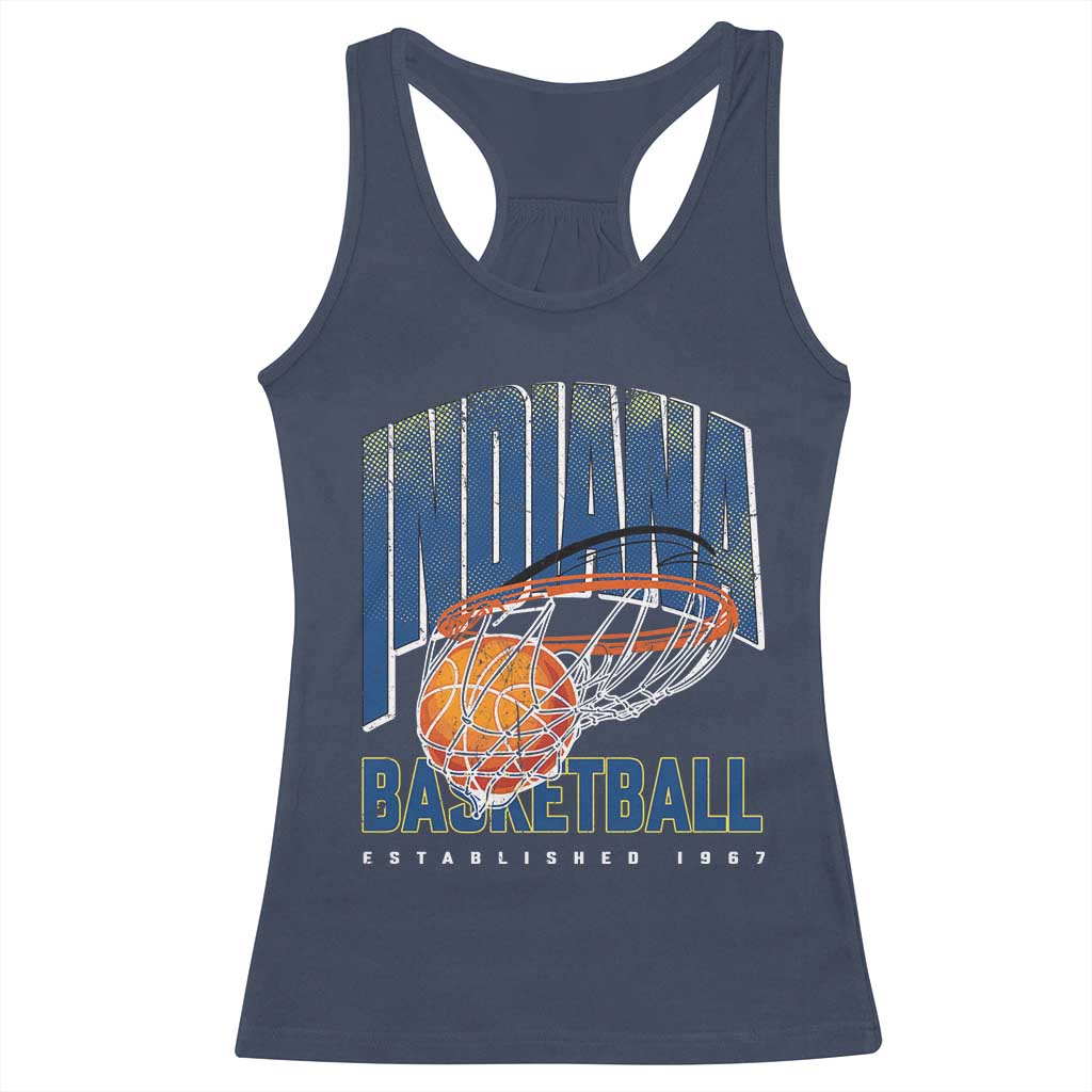 Indiana Basketball Throwback Racerback Tank Top Retro Hoop Graphic for IN Fans Since 1967 TS02 Navy Print Your Wear