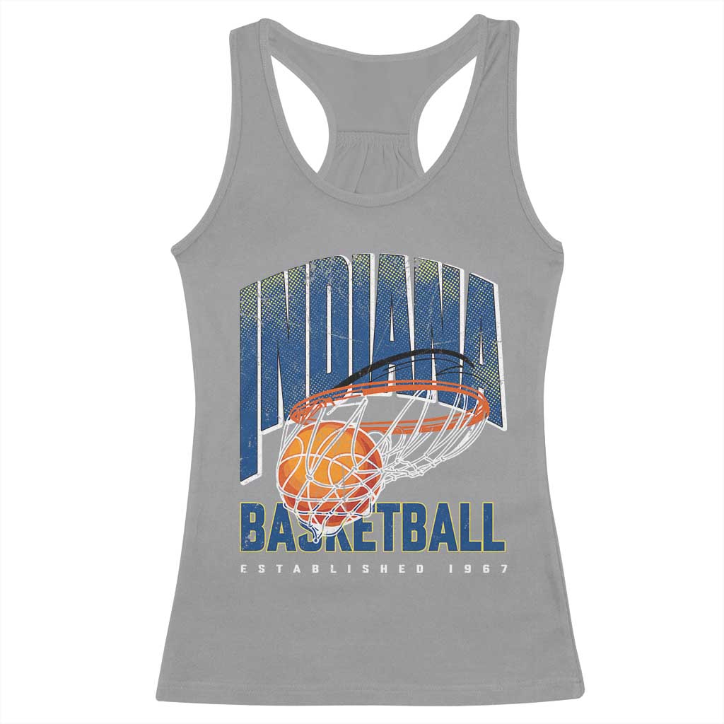 Indiana Basketball Throwback Racerback Tank Top Retro Hoop Graphic for IN Fans Since 1967 TS02 Sport Gray Print Your Wear