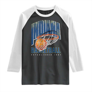 Indiana Basketball Throwback Raglan Shirt Retro Hoop Graphic for IN Fans Since 1967 TS02 Black White Print Your Wear
