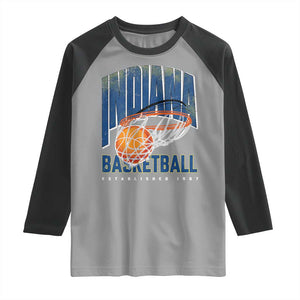 Indiana Basketball Throwback Raglan Shirt Retro Hoop Graphic for IN Fans Since 1967 TS02 Sport Gray Black Print Your Wear