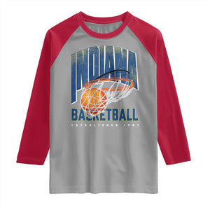 Indiana Basketball Throwback Raglan Shirt Retro Hoop Graphic for IN Fans Since 1967 TS02 Sport Gray Red Print Your Wear