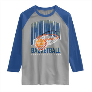 Indiana Basketball Throwback Raglan Shirt Retro Hoop Graphic for IN Fans Since 1967 TS02 Sport Gray Royal Print Your Wear