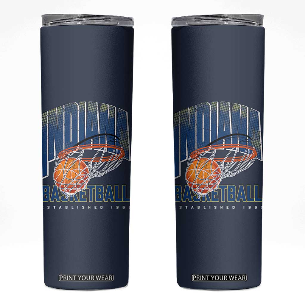 Indiana Basketball Throwback Skinny Tumbler Retro Hoop Graphic for IN Fans Since 1967 TS02 Navy Print Your Wear
