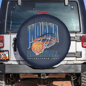 Indiana Basketball Throwback Spare Tire Cover Retro Hoop Graphic for IN Fans Since 1967 TS02 No hole Navy Print Your Wear
