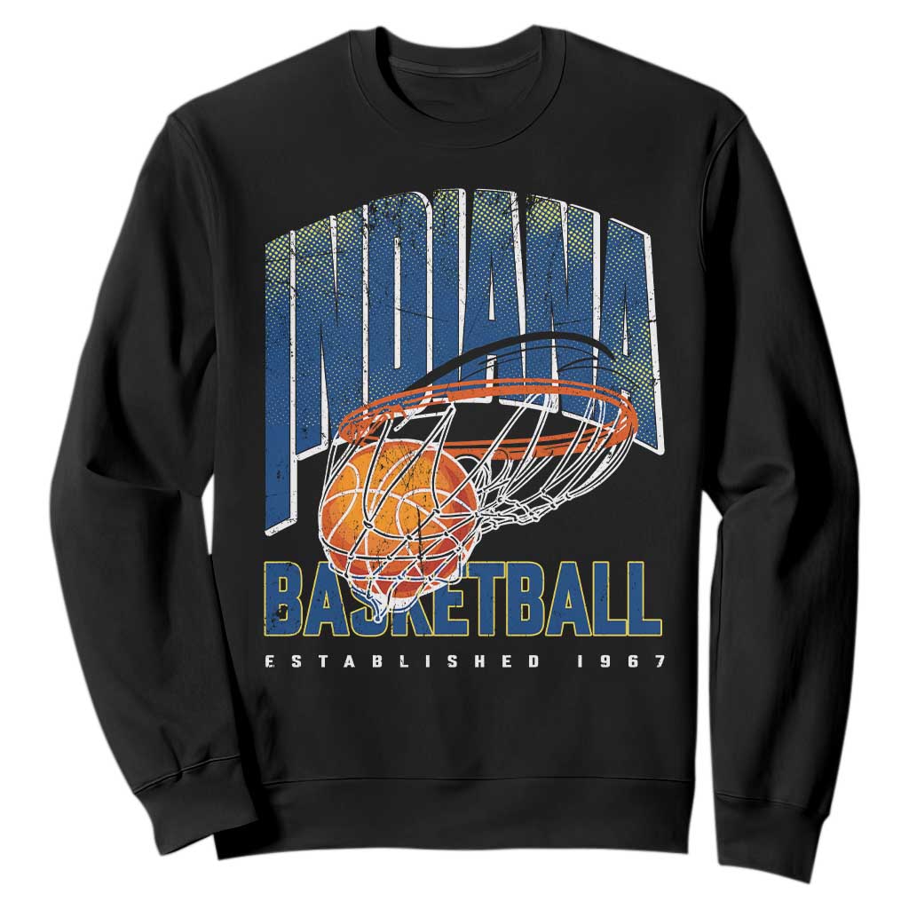 Indiana Basketball Throwback Sweatshirt Retro Hoop Graphic for IN Fans Since 1967 TS02 Black Print Your Wear