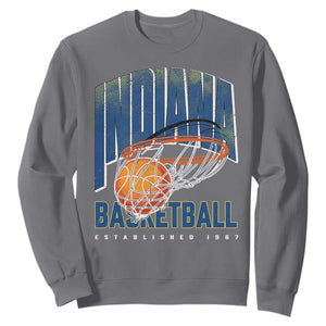 Indiana Basketball Throwback Sweatshirt Retro Hoop Graphic for IN Fans Since 1967 TS02 Charcoal Print Your Wear