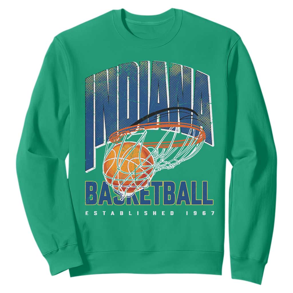 Indiana Basketball Throwback Sweatshirt Retro Hoop Graphic for IN Fans Since 1967 TS02 Irish Green Print Your Wear