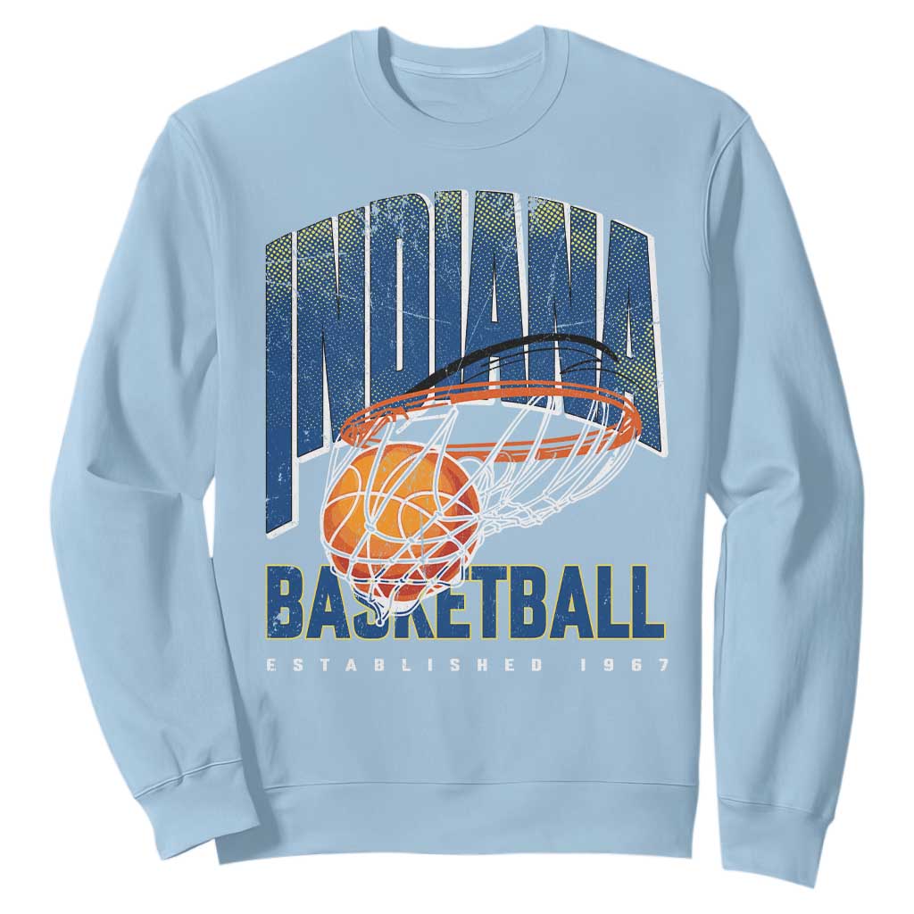 Indiana Basketball Throwback Sweatshirt Retro Hoop Graphic for IN Fans Since 1967 TS02 Light Blue Print Your Wear