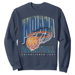 Indiana Basketball Throwback Sweatshirt Retro Hoop Graphic for IN Fans Since 1967 TS02 Navy Print Your Wear