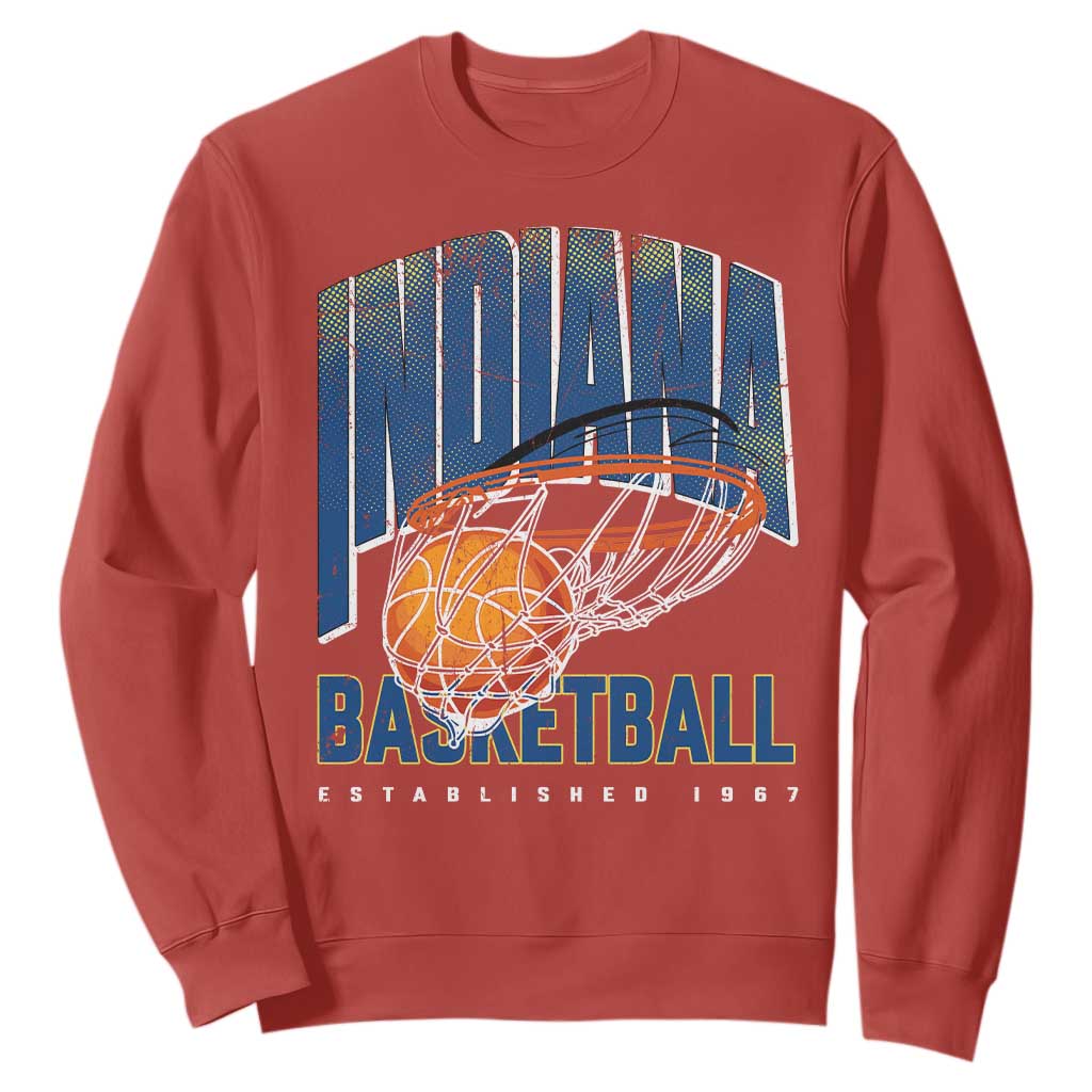 Indiana Basketball Throwback Sweatshirt Retro Hoop Graphic for IN Fans Since 1967 TS02 Red Print Your Wear