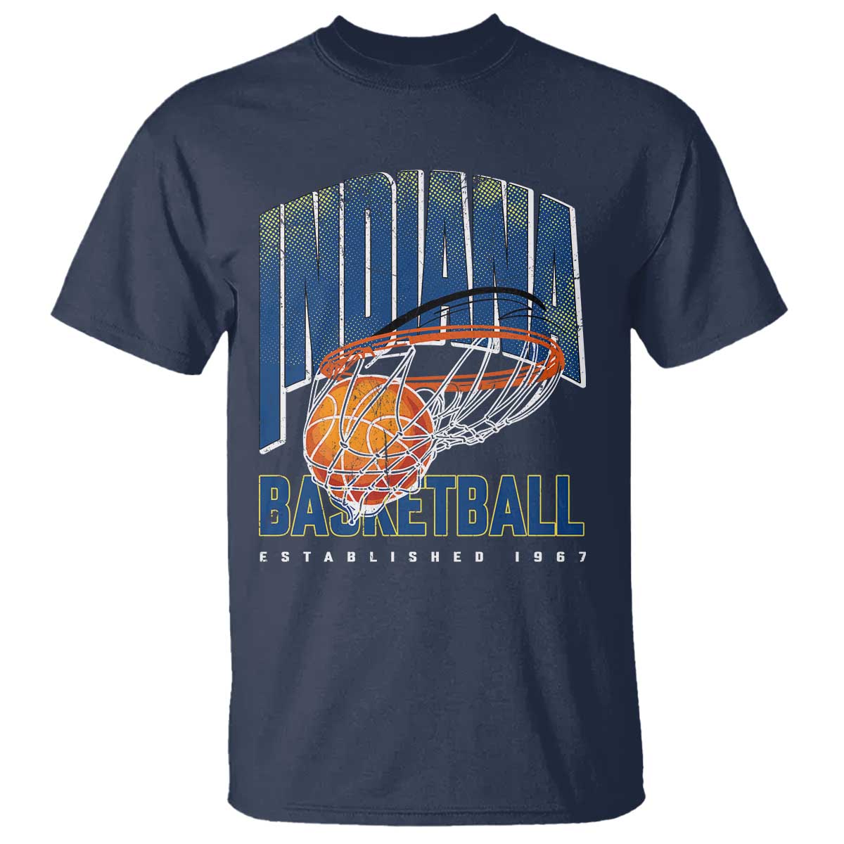 Indiana Basketball Throwback T Shirt Retro Hoop Graphic for IN Fans Since 1967 TS02 Navy Print Your Wear