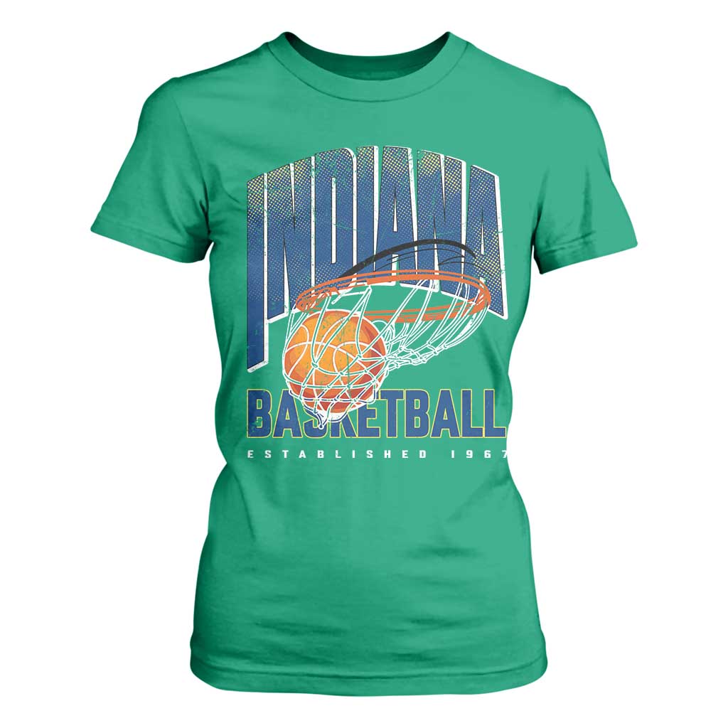 Indiana Basketball Throwback T Shirt For Women Retro Hoop Graphic for IN Fans Since 1967 TS02 Irish Green Print Your Wear