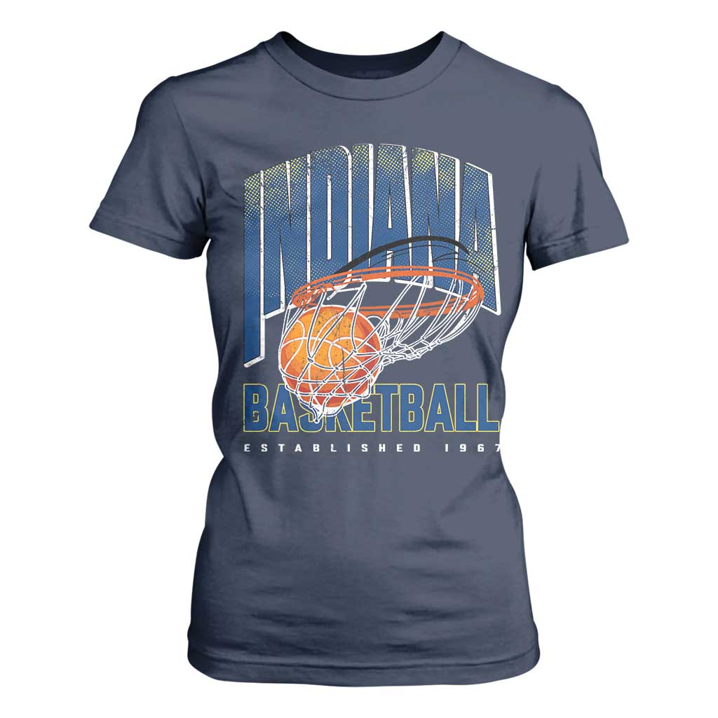 Indiana Basketball Throwback T Shirt For Women Retro Hoop Graphic for IN Fans Since 1967 TS02 Navy Print Your Wear