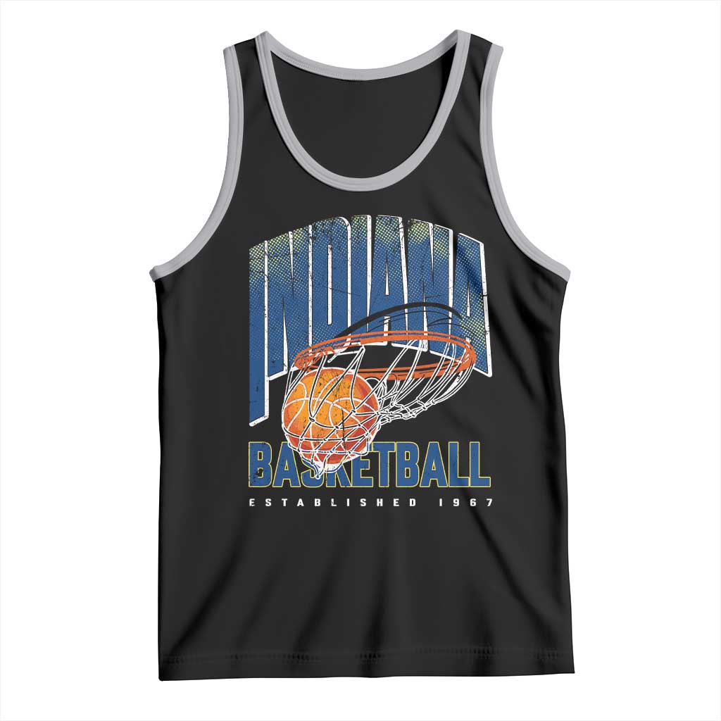 Indiana Basketball Throwback Tank Top Retro Hoop Graphic for IN Fans Since 1967 TS02 Black Athletic Heather Print Your Wear
