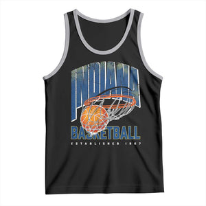 Indiana Basketball Throwback Tank Top Retro Hoop Graphic for IN Fans Since 1967 TS02 Black Athletic Heather Print Your Wear