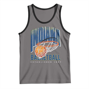Indiana Basketball Throwback Tank Top Retro Hoop Graphic for IN Fans Since 1967 TS02 Deep Heather Black Print Your Wear
