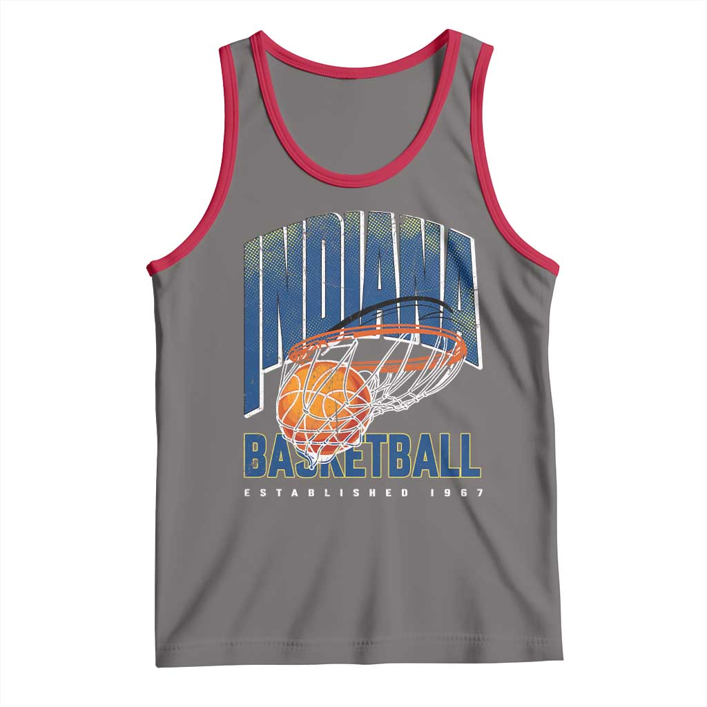 Indiana Basketball Throwback Tank Top Retro Hoop Graphic for IN Fans Since 1967 TS02 Deep Heather Red Print Your Wear
