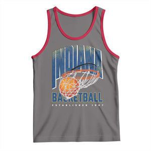 Indiana Basketball Throwback Tank Top Retro Hoop Graphic for IN Fans Since 1967 TS02 Deep Heather Red Print Your Wear