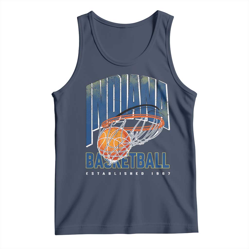 Indiana Basketball Throwback Tank Top Retro Hoop Graphic for IN Fans Since 1967 TS02 Navy Print Your Wear