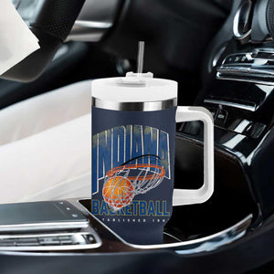 Indiana Basketball Throwback Tumbler With Handle Retro Hoop Graphic for IN Fans Since 1967 TS02 Print Your Wear