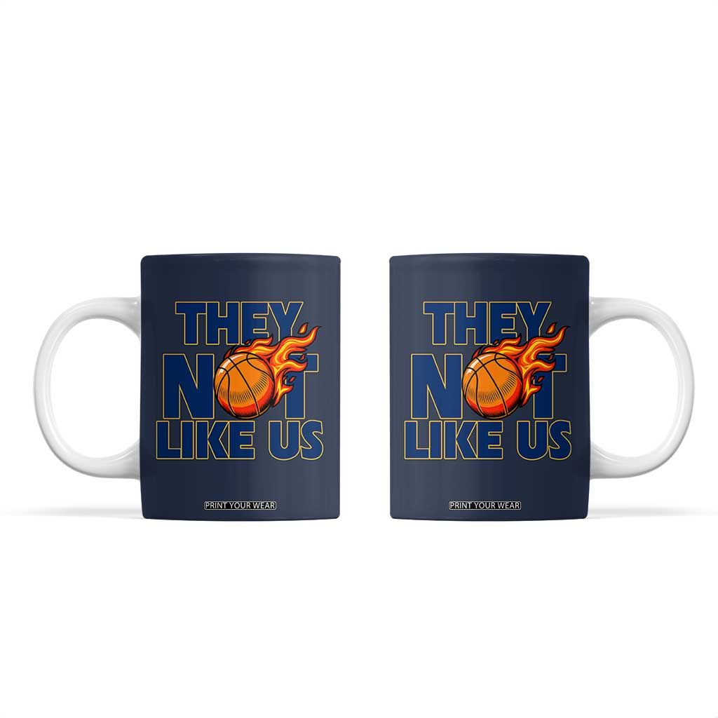 They Not Like Us Basketball Coffee Mug Fierce Flame Ball Graphic for Hooops Fans TS02 Navy Print Your Wear