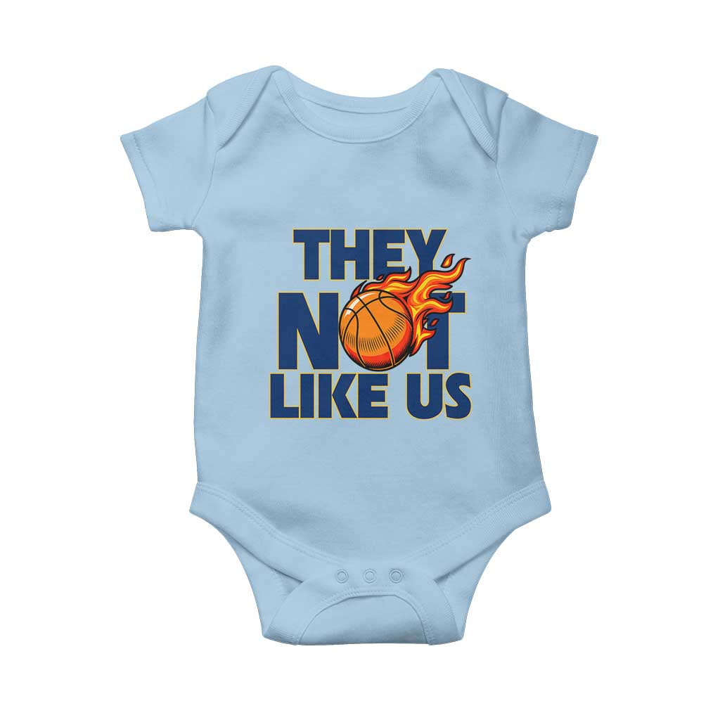 They Not Like Us Basketball Baby Onesie Fierce Flame Ball Graphic for Hooops Fans TS02 Light Blue Print Your Wear