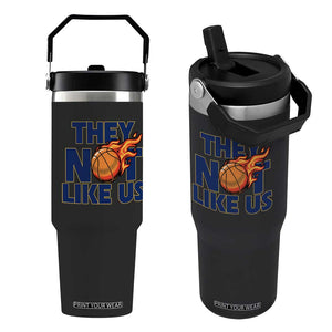 They Not Like Us Basketball Flip Straw Tumbler Fierce Flame Ball Graphic for Hooops Fans TS02 One Size: 30 oz Black Print Your Wear