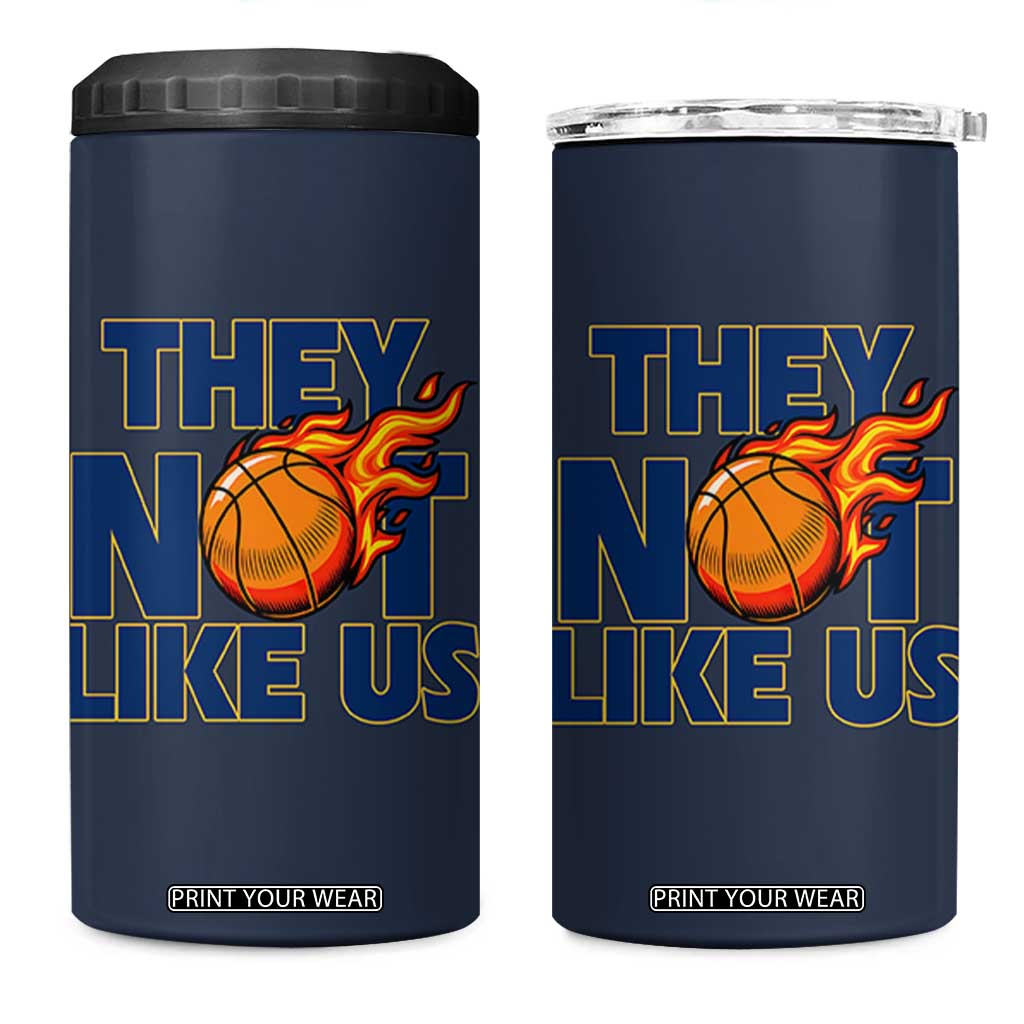 They Not Like Us Basketball 4 in 1 Can Cooler Tumbler Fierce Flame Ball Graphic for Hooops Fans TS02 One Size: 16 oz Navy Print Your Wear