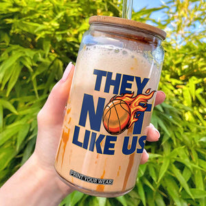 They Not Like Us Basketball Glass Can Fierce Flame Ball Graphic for Hooops Fans TS02 Navy Print Your Wear