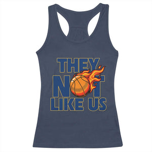 They Not Like Us Basketball Racerback Tank Top Fierce Flame Ball Graphic for Hooops Fans TS02 Navy Print Your Wear