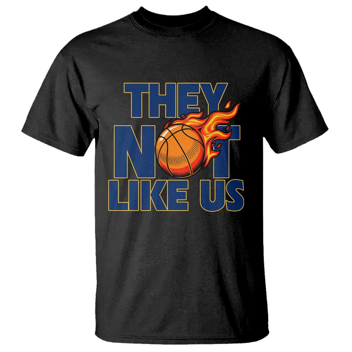 They Not Like Us Basketball T Shirt Fierce Flame Ball Graphic for Hooops Fans TS02 Black Print Your Wear