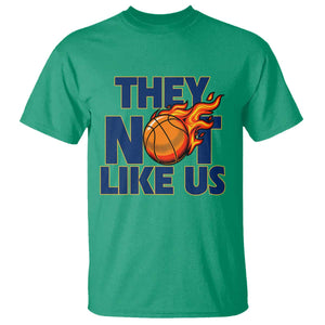 They Not Like Us Basketball T Shirt Fierce Flame Ball Graphic for Hooops Fans TS02 Irish Green Print Your Wear