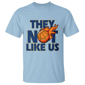 They Not Like Us Basketball T Shirt Fierce Flame Ball Graphic for Hooops Fans TS02 Light Blue Print Your Wear
