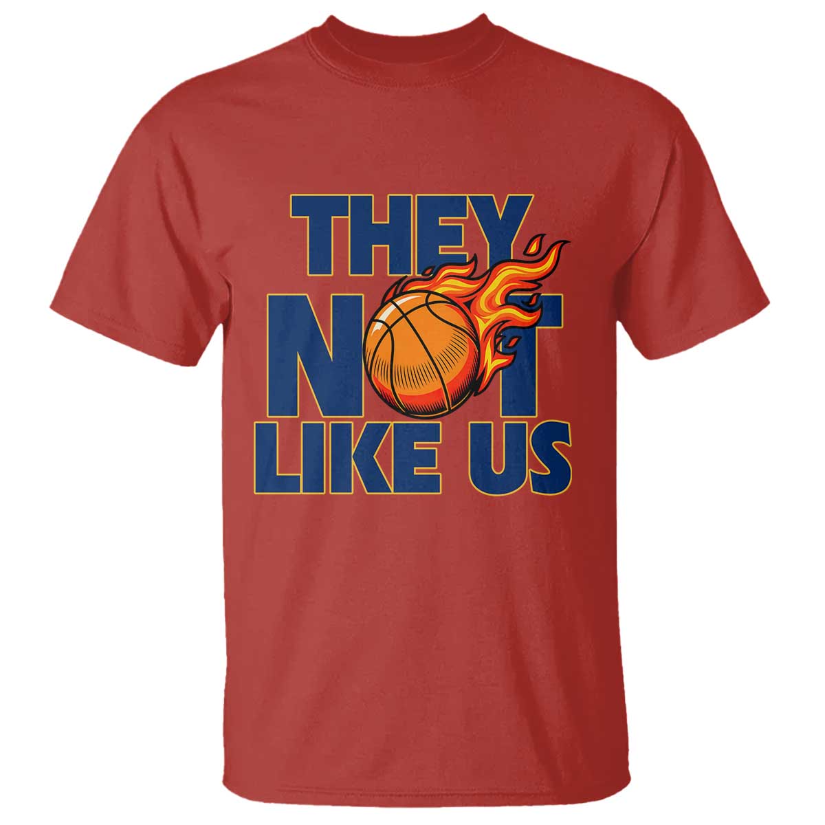 They Not Like Us Basketball T Shirt Fierce Flame Ball Graphic for Hooops Fans TS02 Red Print Your Wear